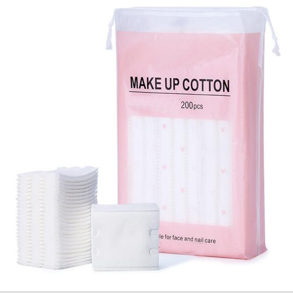200 Pcs Rectangle Pure Organic Facial Makeup Cotton Pads Lint Free Cotton Remover Pads Square Face Cleansing Pads Wipes Cotton Pieces Cotton Puff For Face Discharge Makeup Skin Clean And Care