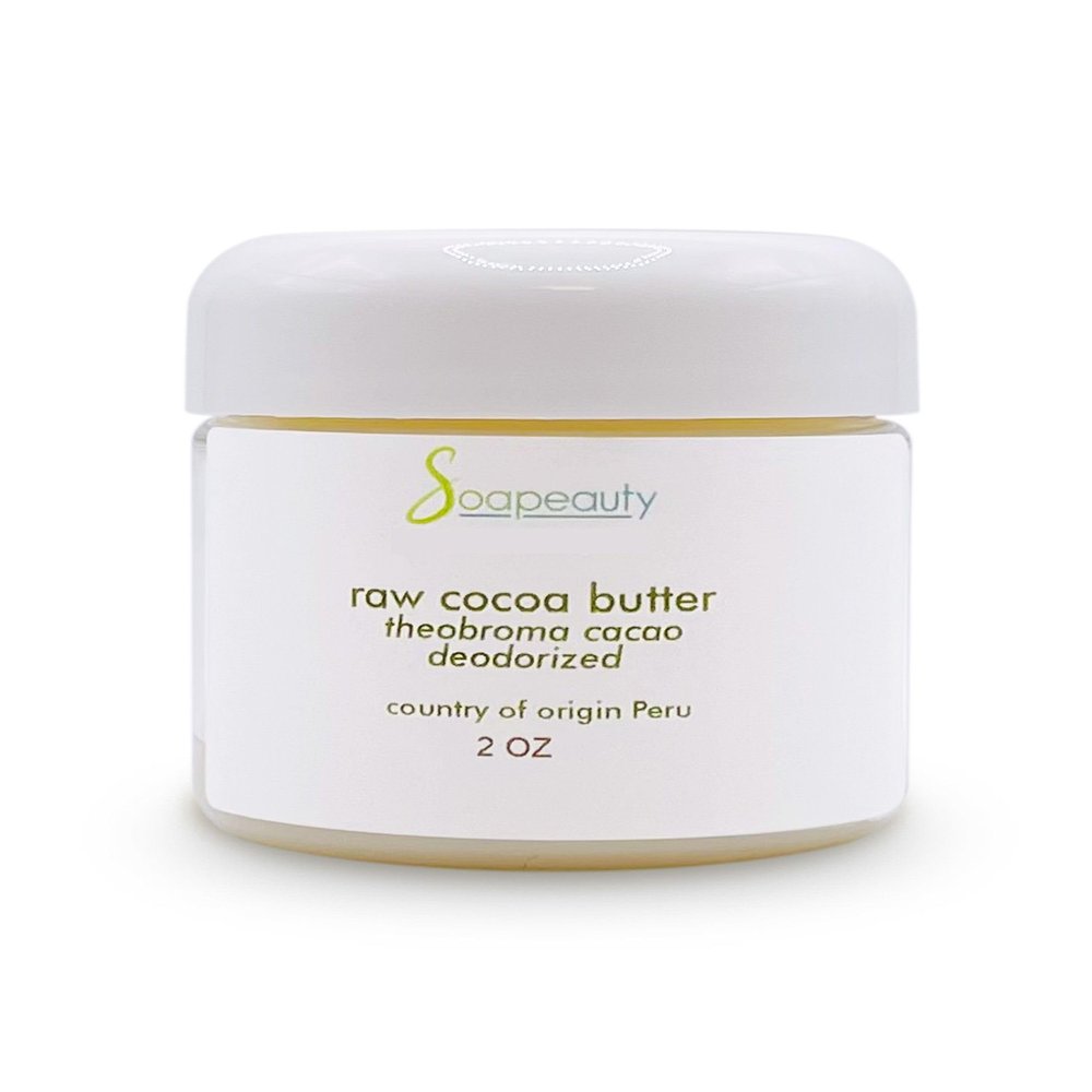 Soapeauty Cocoa Butter Raw Refined Deodorized 100% pure natural | Body, Hair & DIY Recipes, Lip Balms, Lotions, Creams, Stretch Marks | Non GMO, No Preservatives, Vegan | 2 oz