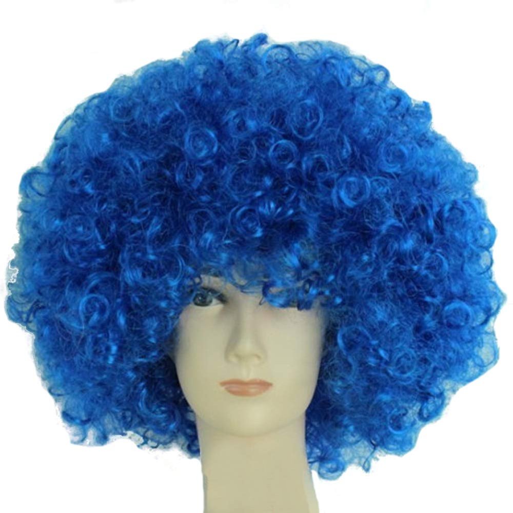 MIPPER Colorful Explosion Head Wig Fancy Dress Up Festival Masquerade Show Clown Wig Fans Wig for Adult Children (blue)