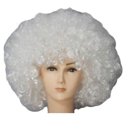 MIPPER Colorful Explosion Head Wig Fancy Dress Up Festival Masquerade Show Clown Wig Fans Wig for Adult Children (white)