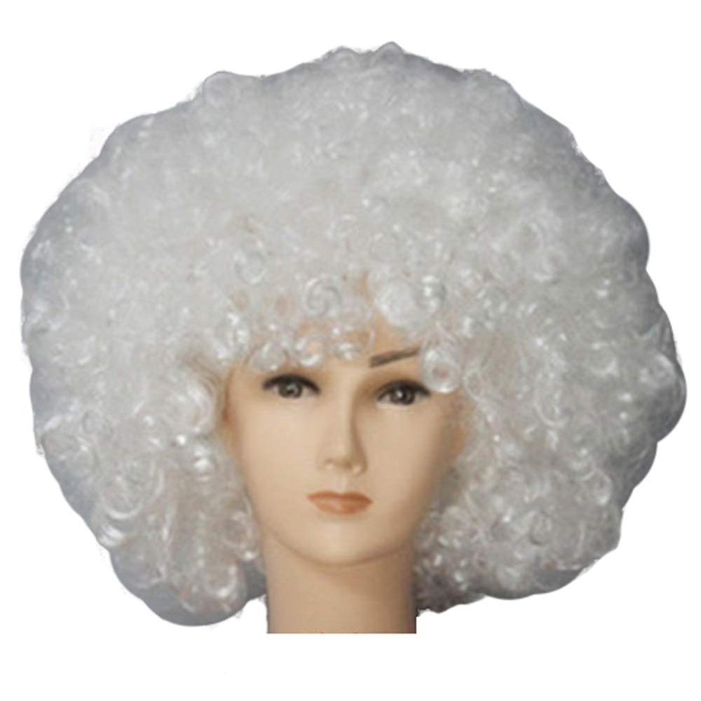 MIPPER Colorful Explosion Head Wig Fancy Dress Up Festival Masquerade Show Clown Wig Fans Wig for Adult Children (white)