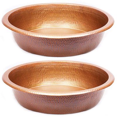 Small 17" Pedicure Spa Foot Soak Hammered Copper Pedicure Bowls (2)