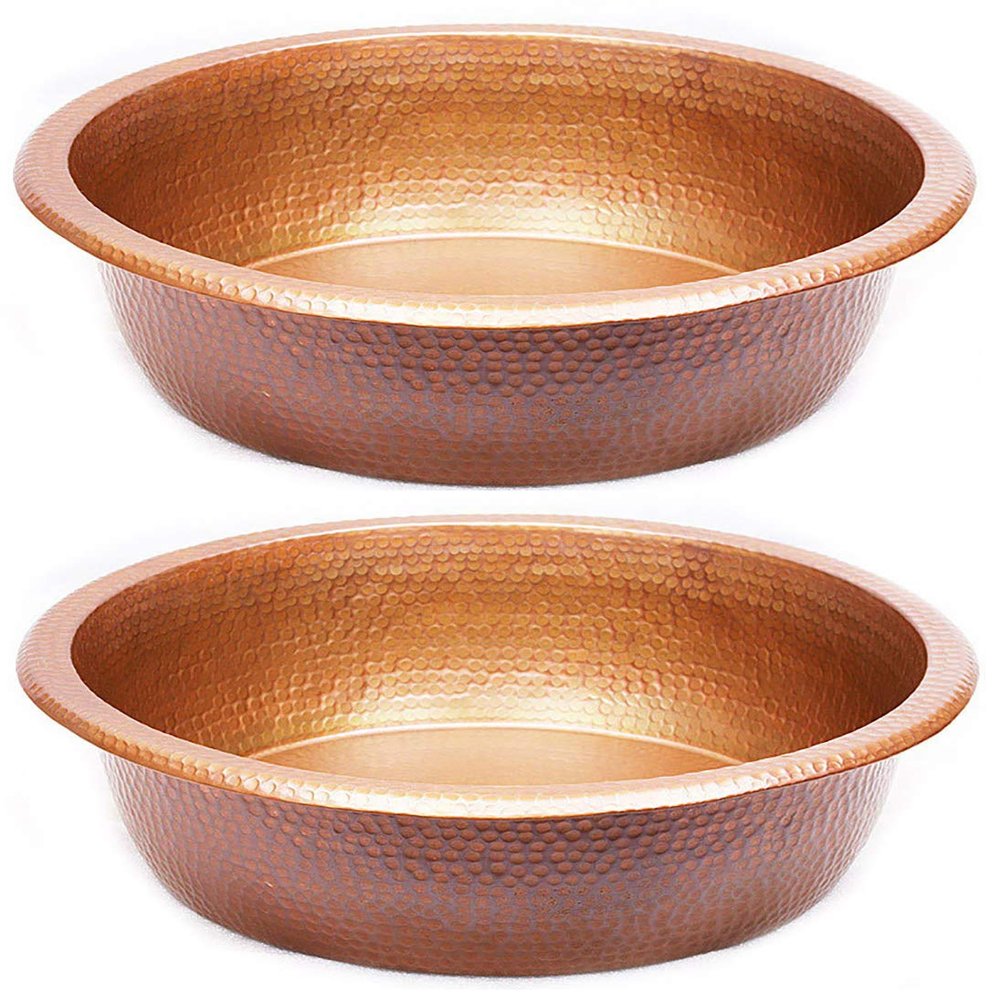 Small 17" Pedicure Spa Foot Soak Hammered Copper Pedicure Bowls (2)
