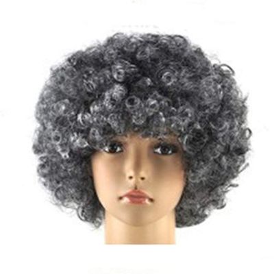 MIPPER Colorful Explosion Head Wig Fancy Dress Up Festival Masquerade Show Clown Wig Fans Wig for Adult Children (gray)