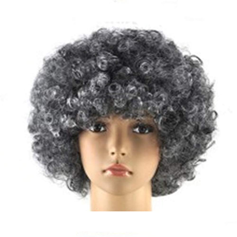 MIPPER Colorful Explosion Head Wig Fancy Dress Up Festival Masquerade Show Clown Wig Fans Wig for Adult Children (gray)
