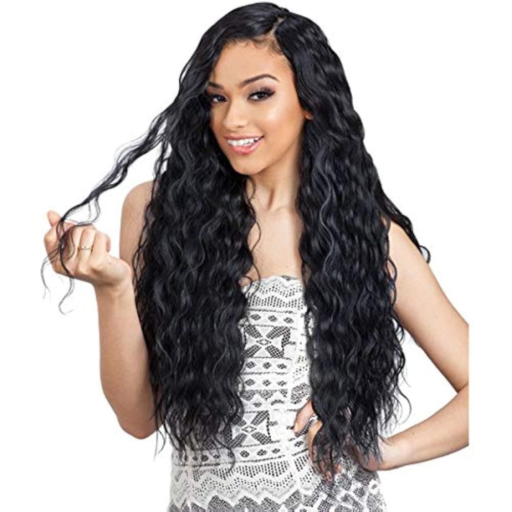 Organique Mastermix Shake-N-Go Synthetic Weave Hair Extension - BREEZY WAVE 30" (1B Off Black)
