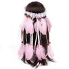 Bohemian Tassels Hair Band Headwear Hippie Headband Headpiece Handmade Tribal Indian Fascinator Feather Hairband Hair Accessories Festival Headdress for Women Lady (Pink) view 1