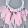 Bohemian Tassels Hair Band Headwear Hippie Headband Headpiece Handmade Tribal Indian Fascinator Feather Hairband Hair Accessories Festival Headdress for Women Lady (Pink) view 3
