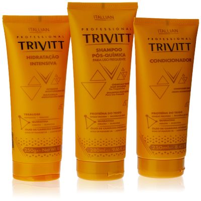 3 Piece Hair Care Kit with Shampoo 280ml, Conditioner 250ml and Intensive Moisturizing Cream 250ml Restoration System for Chemically Treated Hair - Professional Trivitt by Itallian Hairtech