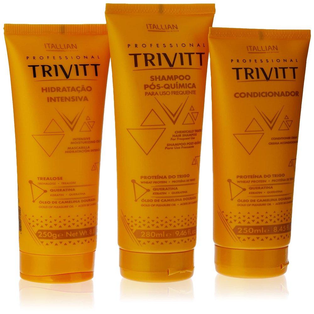 3 Piece Hair Care Kit with Shampoo 280ml, Conditioner 250ml and Intensive Moisturizing Cream 250ml Restoration System for Chemically Treated Hair - Professional Trivitt by Itallian Hairtech
