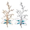 2PCS Metal Dragonfly Hair Clip Hairpin Rhinestone leaves Hair Accessories Bobby Pins Bride Headwear Edge Clip Clamps (Blue) view 1