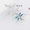 2PCS Metal Dragonfly Hair Clip Hairpin Rhinestone leaves Hair Accessories Bobby Pins Bride Headwear Edge Clip Clamps (Blue) view 3