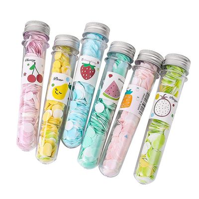 6 Boxes Portable Disposable Paper Soap Confetti Cleaning Washing Hand Bath Toiletry Paper Soap Sheets Petals Soap Flakes with Storage Tube for Kitchen Toilet Outdoor Travel Camping Hiking, Random Colo