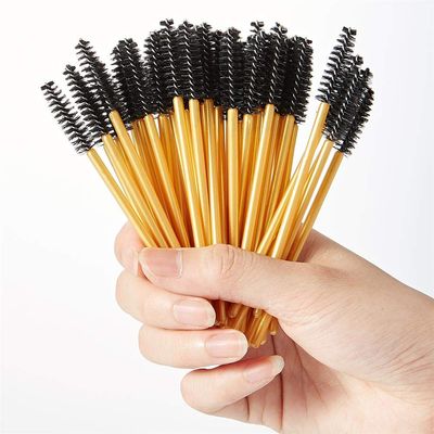 100pcs Disposable Eyelash Mascara Brush Wands Lash Brush for Makeup Applicator Kit (Golden/Black)