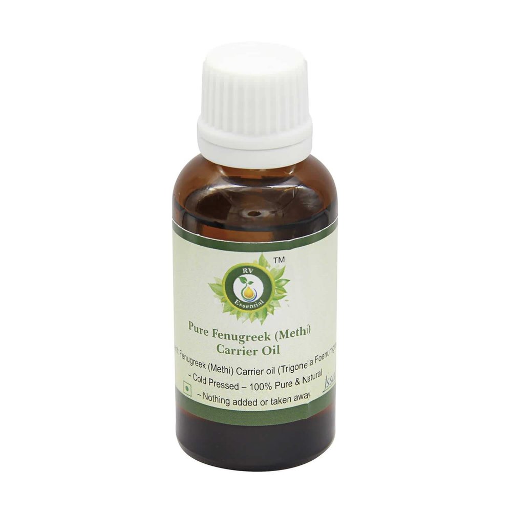 R V Essential Pure Fenugreek (Methi) Carrier Oil 10ml (0.338oz)- Trigonella Foenumgraecum (100% Pure and Natural Cold Pressed)