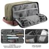 seemeroad Travel Toiletry Bag for Men and Women, Canvas Toiletry Organizer Water-Resistant Vegan Leather, Hanging Dopp Kit Shaving Bag for Toiletries Accessories (Army Green, Large) view 2