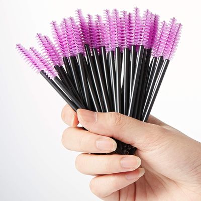 100pcs Disposable Eyelash Mascara Brush Wands Lash Brush for Makeup Applicator Kit (Purple/Black)