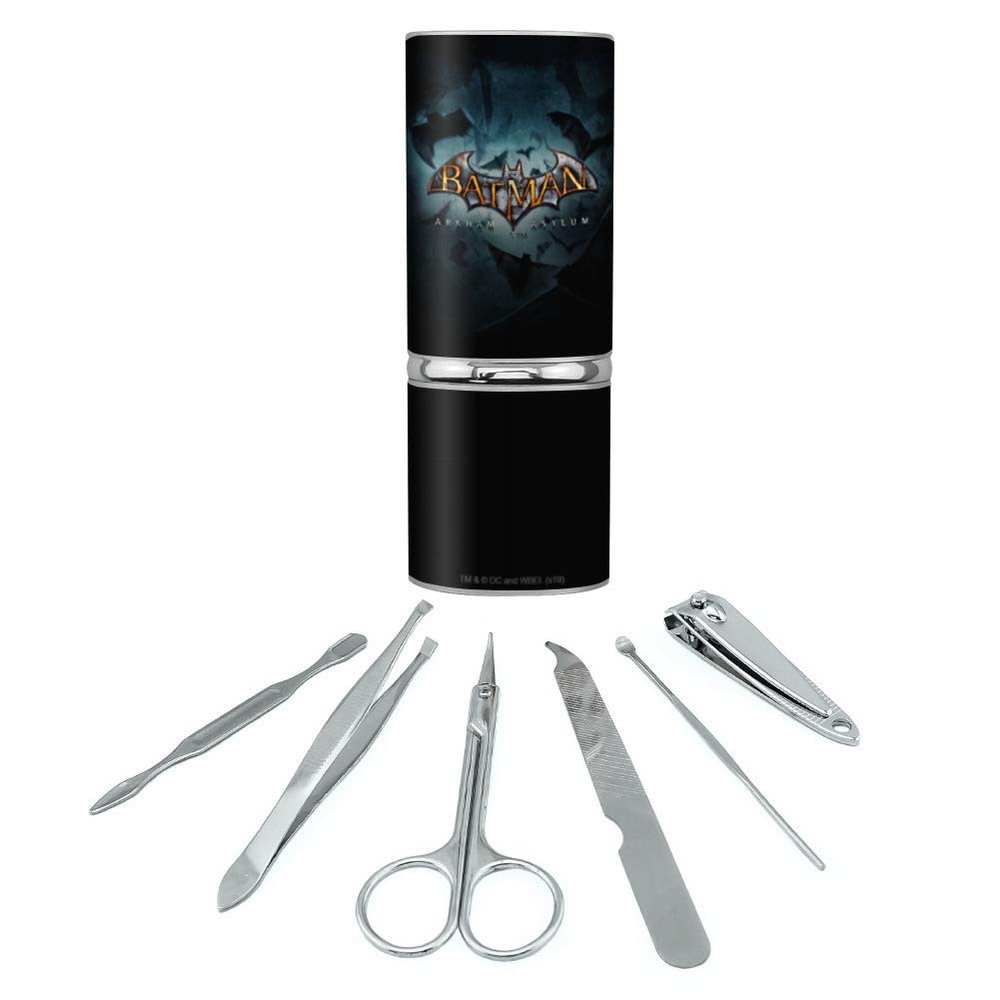Batman Arkham Asylum Video Game Logo Stainless Steel Manicure Pedicure Grooming Beauty Care Travel Kit