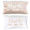 12 Pack Set + 1 Bride Bag | AMERIBA Premium Natural Cotton Canvas Makeup Bag- Bridesmaids Gifts for The Bachelorette Party or Bridal Shower (White & Soft Peach) view 1