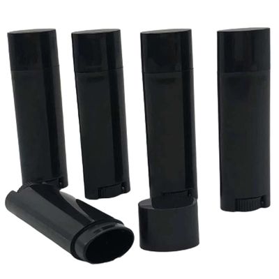 FZBNSRKO 5ml 100 Pcs Empty Oval Deodorant Lip Balm Tubes Twist-up Refillable Mini Size Containers for Carry-On Travel,DIY Deodorants,Black