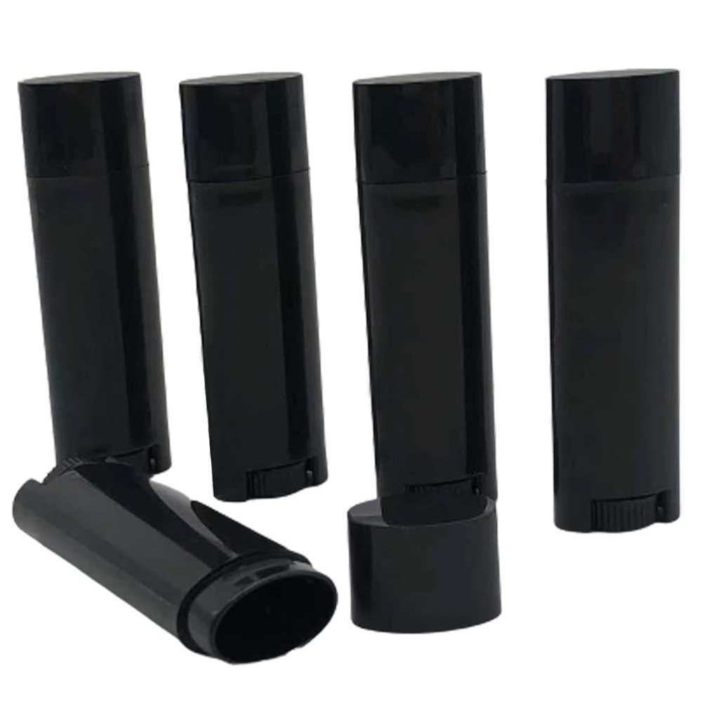 FZBNSRKO 5ml 100 Pcs Empty Oval Deodorant Lip Balm Tubes Twist-up Refillable Mini Size Containers for Carry-On Travel,DIY Deodorants,Black