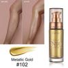 PHOERA High Gloss Waterproof Body Luminizer Glitter Face Shimmer Moisturizer Lotion Tan Cream Foundation Makeup Bronzer AQUAPURITY (102 Metallic Gold) view 2