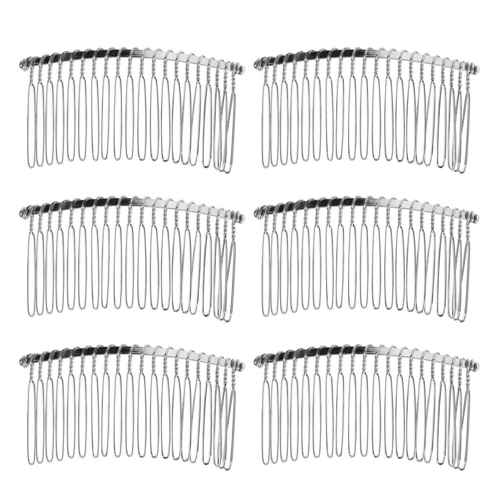 Senkary 10 Pieces Metal Hair Comb Clip Wire Wedding Bridal Veil Combs for Women (20 Teeth, Silver)