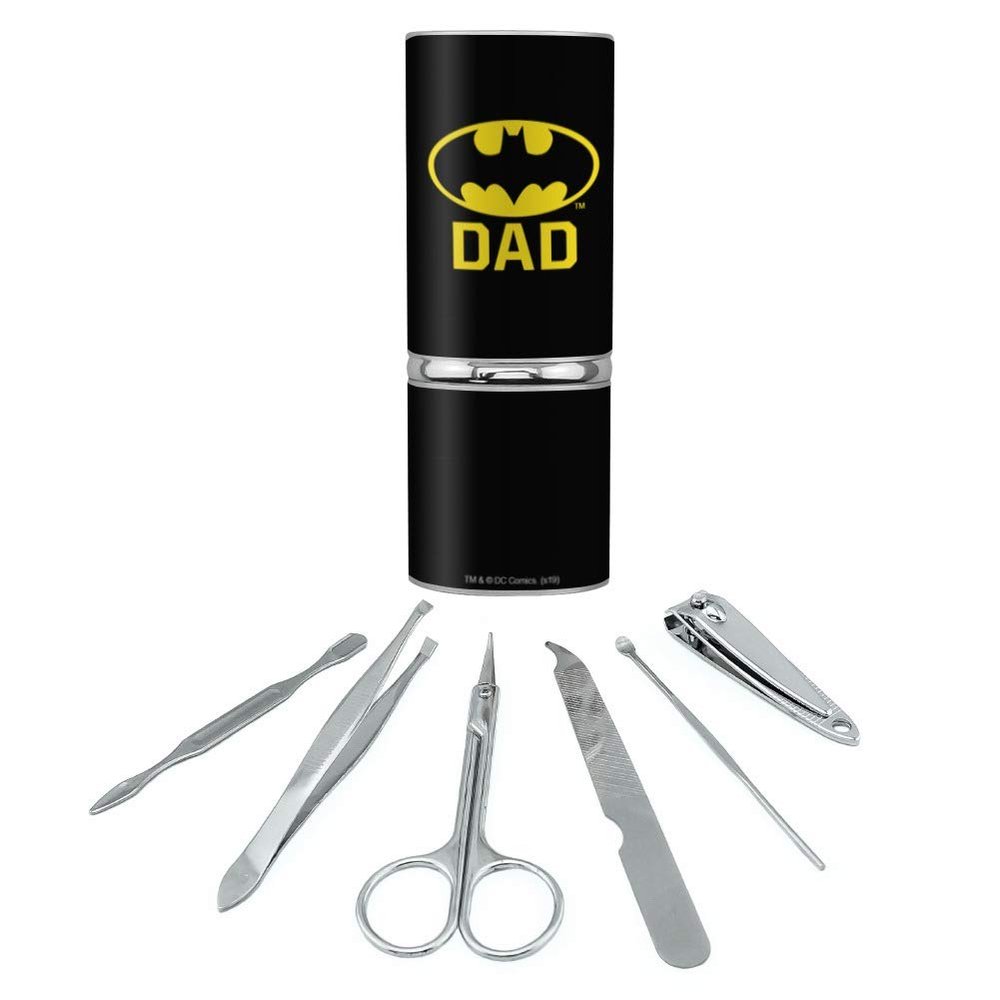 Batman Bat Dad Shield Logo Stainless Steel Manicure Pedicure Grooming Beauty Care Travel Kit