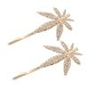 2 PCS Women Rhinestone Leaf Bobby Pin Hair Clips Hair Pins Liu Hai Hairpin Side Clamp Wedding Barrette Headgear Hair Accessories