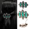 2PCS Women Lady Handmade Natural Crystal Hair Barrettes Metal Hair Pins French Styles Hair Barrettes Hair Clips Hair Accessory (Green) view 1