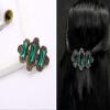 2PCS Women Lady Handmade Natural Crystal Hair Barrettes Metal Hair Pins French Styles Hair Barrettes Hair Clips Hair Accessory (Green) view 3