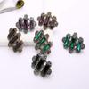 2PCS Women Lady Handmade Natural Crystal Hair Barrettes Metal Hair Pins French Styles Hair Barrettes Hair Clips Hair Accessory (Green) view 4
