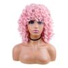 AIDUSA Short Loose Curly Wigs Afro Wig for Black Women Fluffy Curly Big Curls Pink Wig With Bangs Synthetic Wigs for White Women Wavy Natural Looking (Pink) view 2