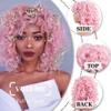 AIDUSA Short Loose Curly Wigs Afro Wig for Black Women Fluffy Curly Big Curls Pink Wig With Bangs Synthetic Wigs for White Women Wavy Natural Looking (Pink) view 4