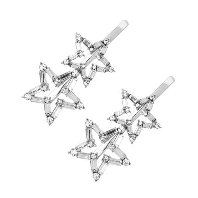 2Piece Fashion Star Rhinestone Crystal Hairpin Hair Clip Woman Lady Hair Barrette Hair Accessories for Party Wedding