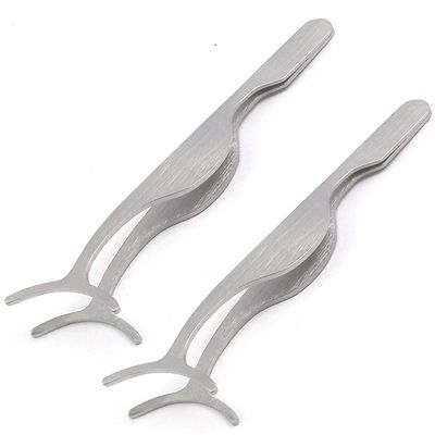 AAProTools Pack of 2 Stainless Steel False Eyelashes Extension Applicator Tool Fish Tail Clip Auxiliary Clip Tweezers Nipper Tool