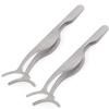 AAProTools Pack of 2 Stainless Steel False Eyelashes Extension Applicator Tool Fish Tail Clip Auxiliary Clip Tweezers Nipper Tool view 1