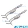 AAProTools Pack of 2 Stainless Steel False Eyelashes Extension Applicator Tool Fish Tail Clip Auxiliary Clip Tweezers Nipper Tool view 2