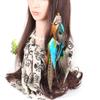 Women Lady Handmade Boho Hippie Hair Extensions with Feather Clip Comb Indian Peacock Feather Hairpin Head Chain Headdress DIY Accessories view 4