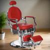 BarberPub Vintage Barber Chair All Purpose Heavy Duty Metal Hydraulic Recline Salon Beauty Spa Chair Equipment 3860 (Red) view 2