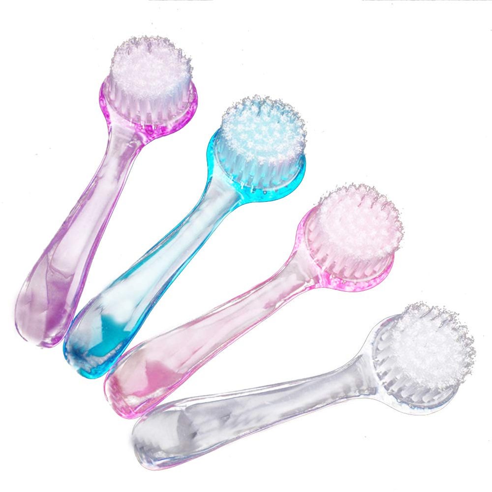 ARTIBETTER Sheep Horn Facial Cleansing Brush Set 4 Pack Manual Face Cleaning Brushes with Protective Cap for Deep Pore Exfoliation and Skin Care Wet Dry Use 5.11 Inch