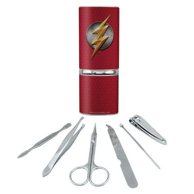 Justice League Movie Flash Logo Stainless Steel Manicure Pedicure Grooming Beauty Care Travel Kit