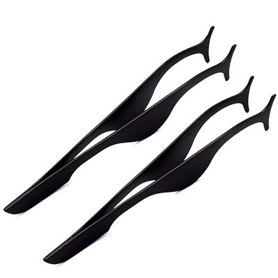 AAProTools Pack of 2 Stainless Steel False Eyelashes Extension Applicator Tool Fish Tail Clip Auxiliary Clip Tweezers Nipper Tool