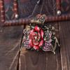 Fodattm Women Lady Retro Rose Flower Imitation Turquoise Hair Claw Clip Vintage Alloy Rhinestone Non-Slip Hair Jaw Clips Hairpin Hair Clamp (Red) view 3