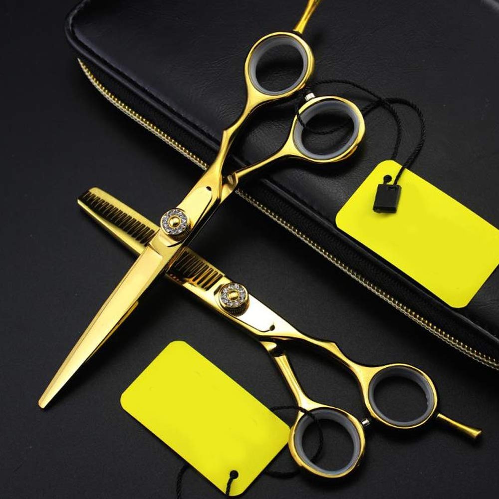 Stylist Shears for Barber Shop Barber Scissors Stainless Steel Salon Hairdressing Scissors Double sided Tooth Shear Hair Scissors, Salon and Home Use,6InchSet