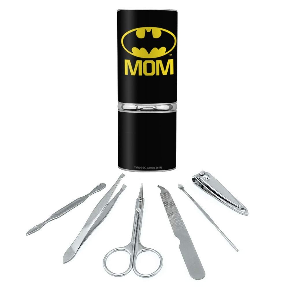 Batman Bat Mom Shield Logo Stainless Steel Manicure Pedicure Grooming Beauty Care Travel Kit