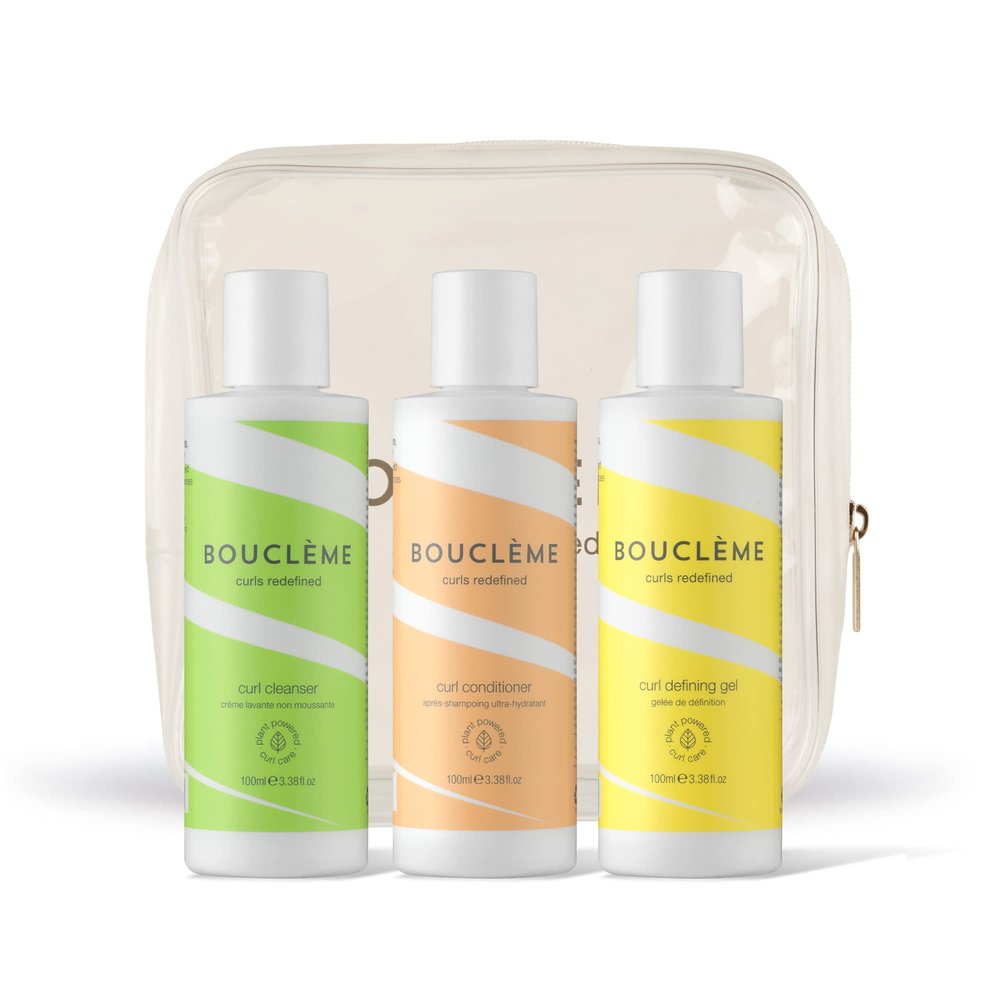 Bouclme - Curls Travel Kit - Includes Hair Cleanser, Conditioner & Curl Defining Gel - Protects & Nourishes Curls - Natural and Vegan - Haircare Travel Kit for Curly Hair - 10.1 fl oz