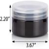 JUVITUS 8 oz Black PET Plastic Low Profile Jar with Clear Natural Flip (6 Pack) + Spatulas view 2
