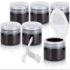 JUVITUS 8 oz Black PET Plastic Low Profile Jar with Clear Natural Flip (6 Pack) + Spatulas view 3
