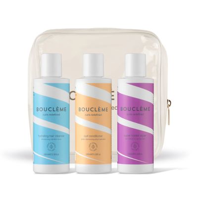 Bouclme Waves Travel Kit - Ultimate Haircare for Wavy Hair - Protects & Nourishes Waves - Includes Hydrating Hair Cleanser, Conditioner & Super Hold Styler - Natural and Vegan - 10.1 fl oz